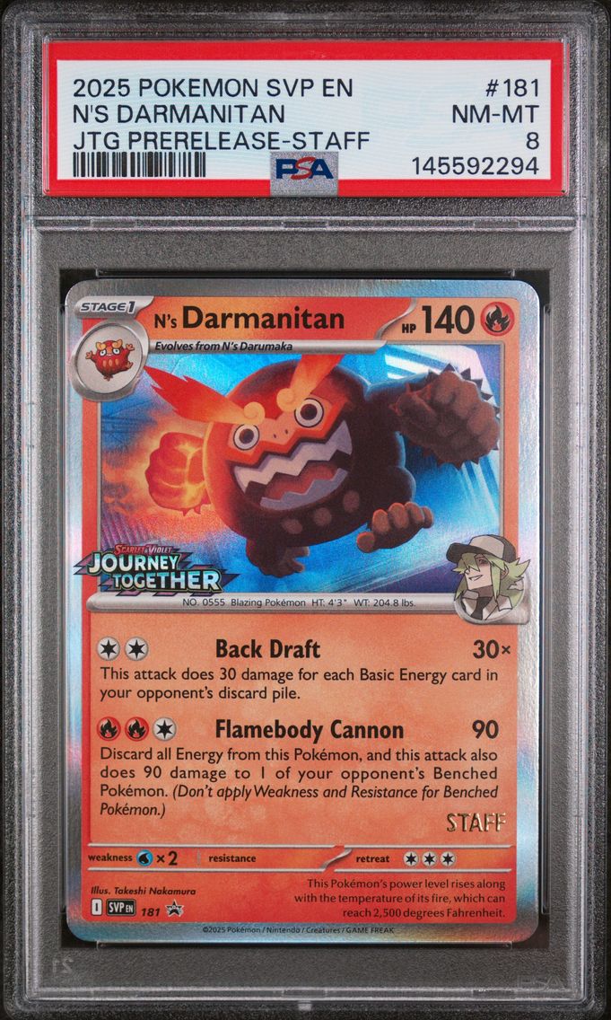2025 #181 N's Darmanitan PSA 8 Svp EN-SV Black Star Promo