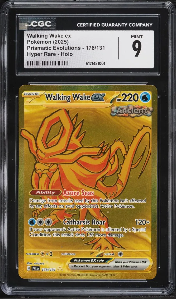 2025 Pokemon Scarlet & Violet Prismatic Evolutions Gold Rare Walking Wake Ex #178 CGC 9 MINT