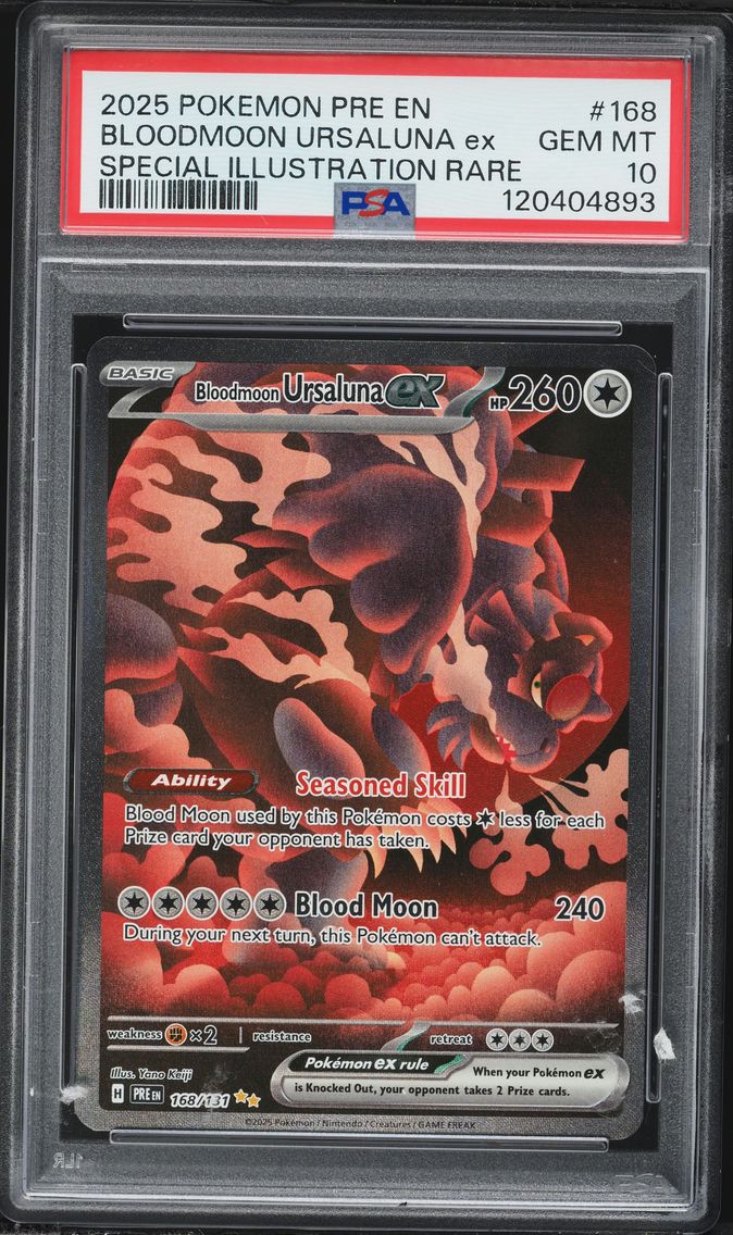 2025 #168 Bloodmoon Ursaluna EX PSA 10 Pre EN-Prismatic Evolutions Pokemon