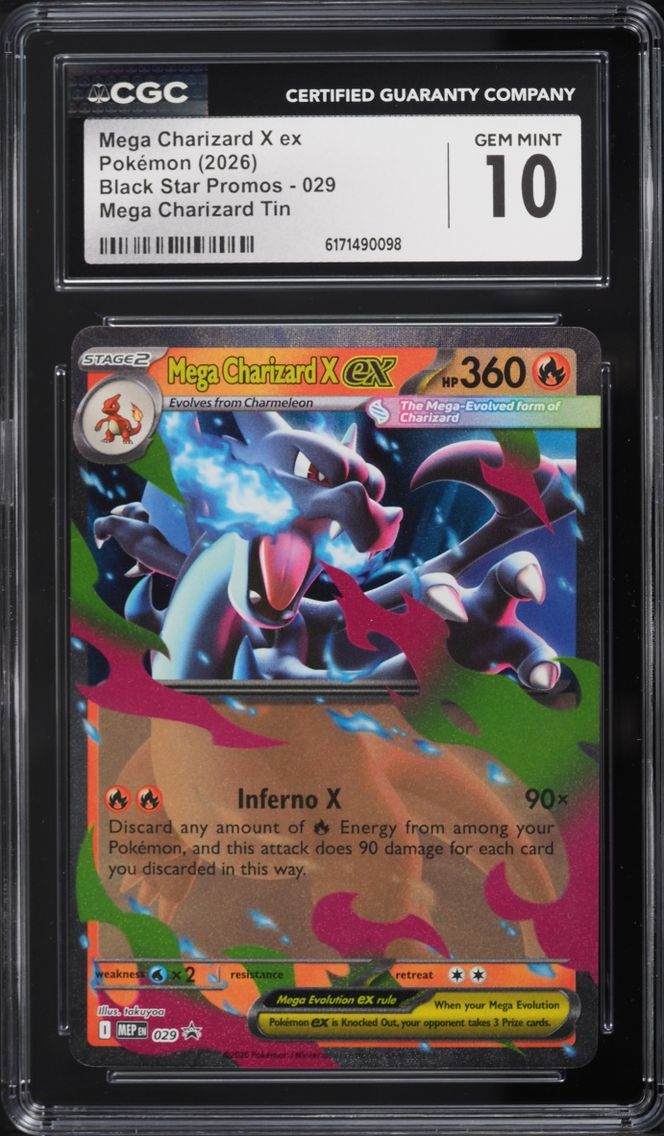 2026 Pokemon Mega Evolution Black Star Promo Tin Mega Charizard X Ex #29 CGC 10 GEM MINT