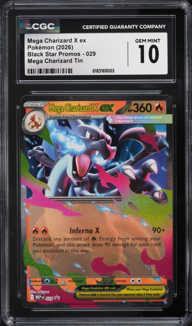 2026 Pokemon Mega Evolution Promo Tin Mega Charizard X EX #29 CGC 10 GEM MINT