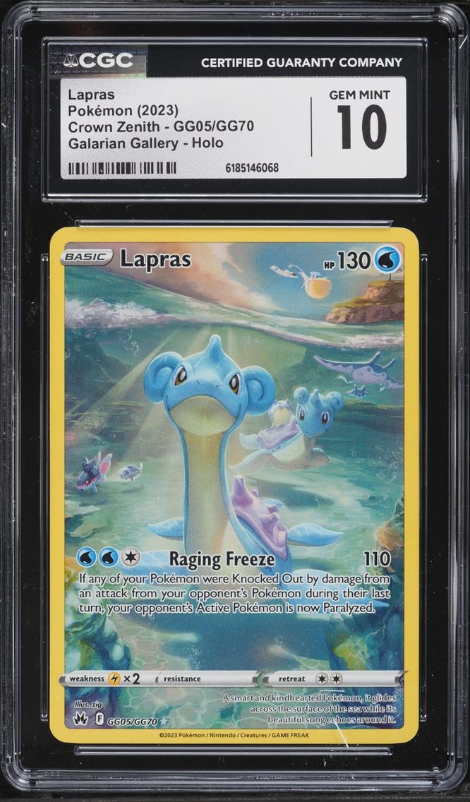 2023 #GG05 CGC 10 Pokemon Sword & Shield Crown Zenith Galarian Gallery Full Art Lapras
