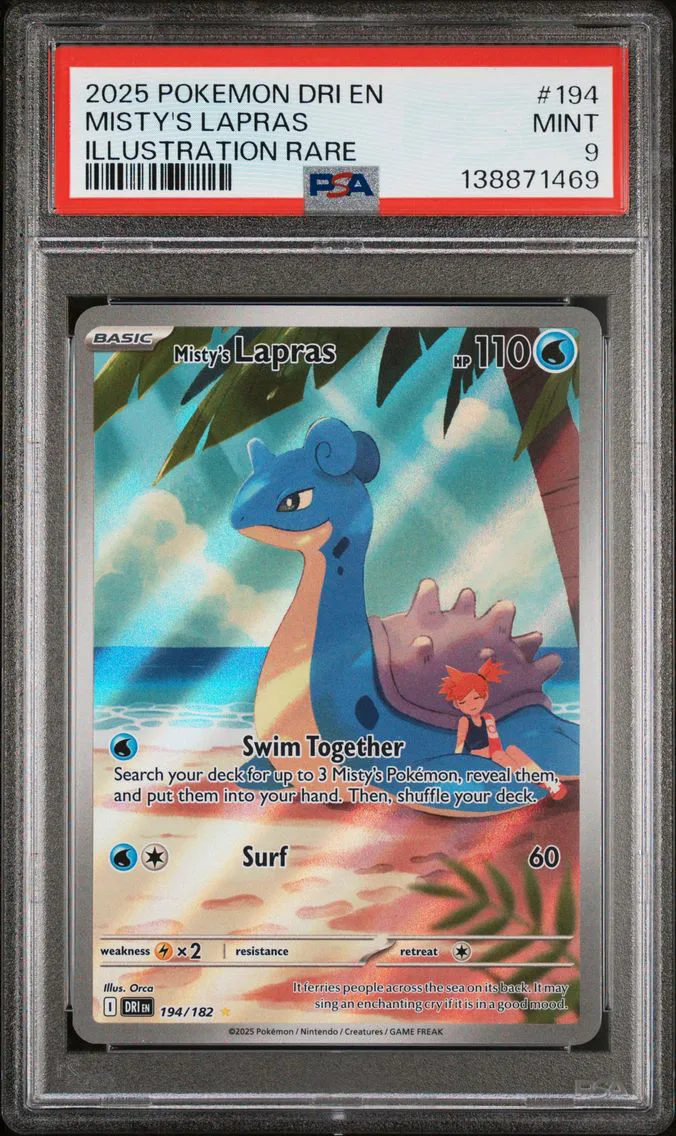2025 #194 Misty's Lapras PSA 9 Dri EN-Destined Rivals