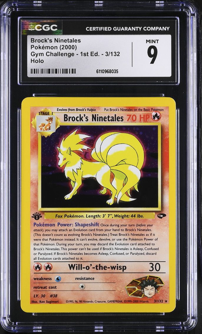 2000 #3 Gym Challenge - 1st Edition - English Brock's Ninetales Rare Holo CGC 9 Pokemon