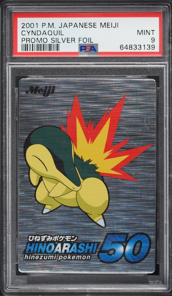2001 Pokemon Japanese Meiji Promo Silver Foil Cyndaquil PSA 9 MINT