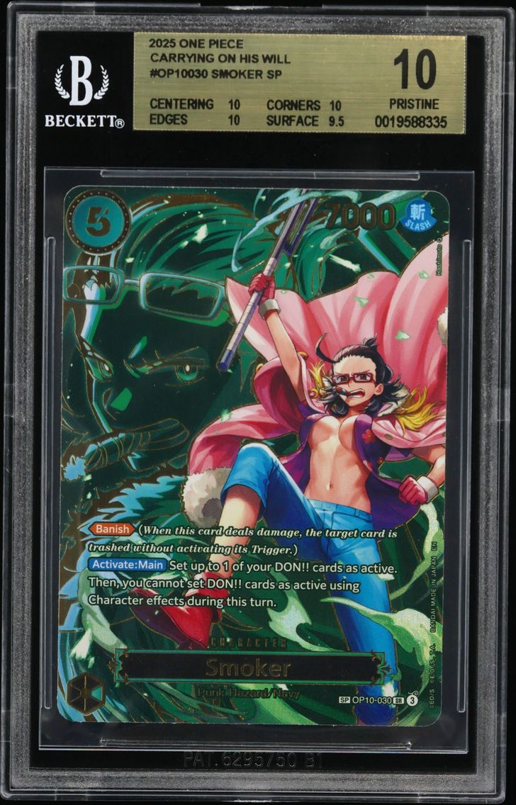 2025 #OP10030 Smoker SP BGS 10 One Piece Card Game Carrying on His Will