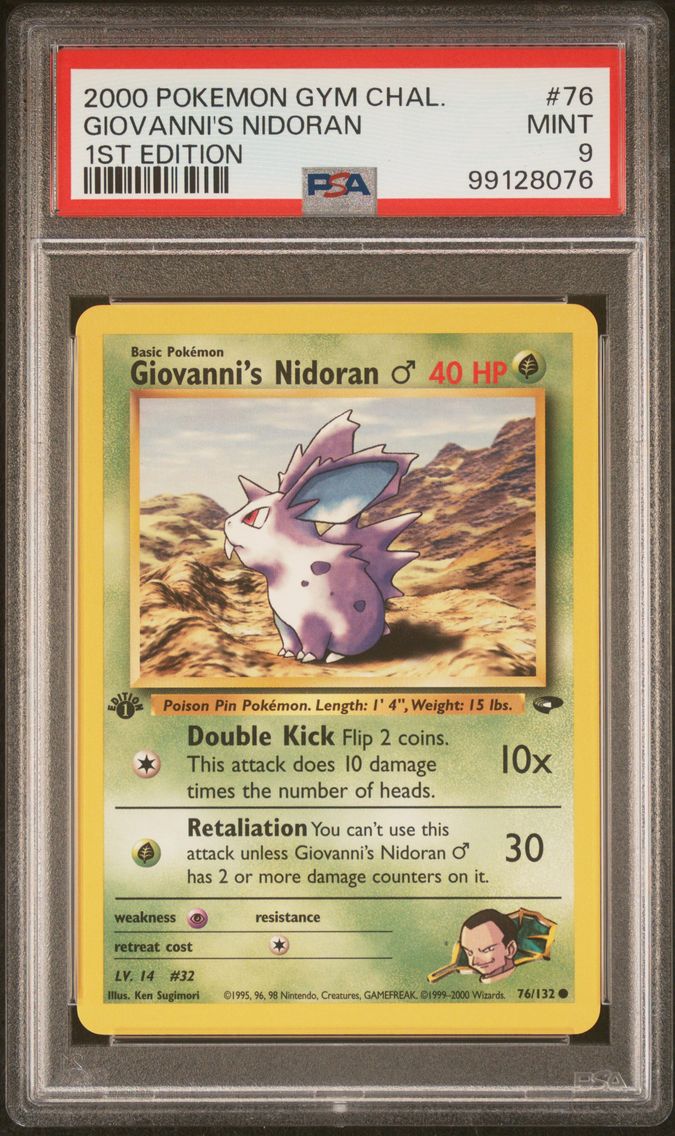 2000 #76 Giovanni's Nidoran 1st Edition PSA 9 Gym Challenge