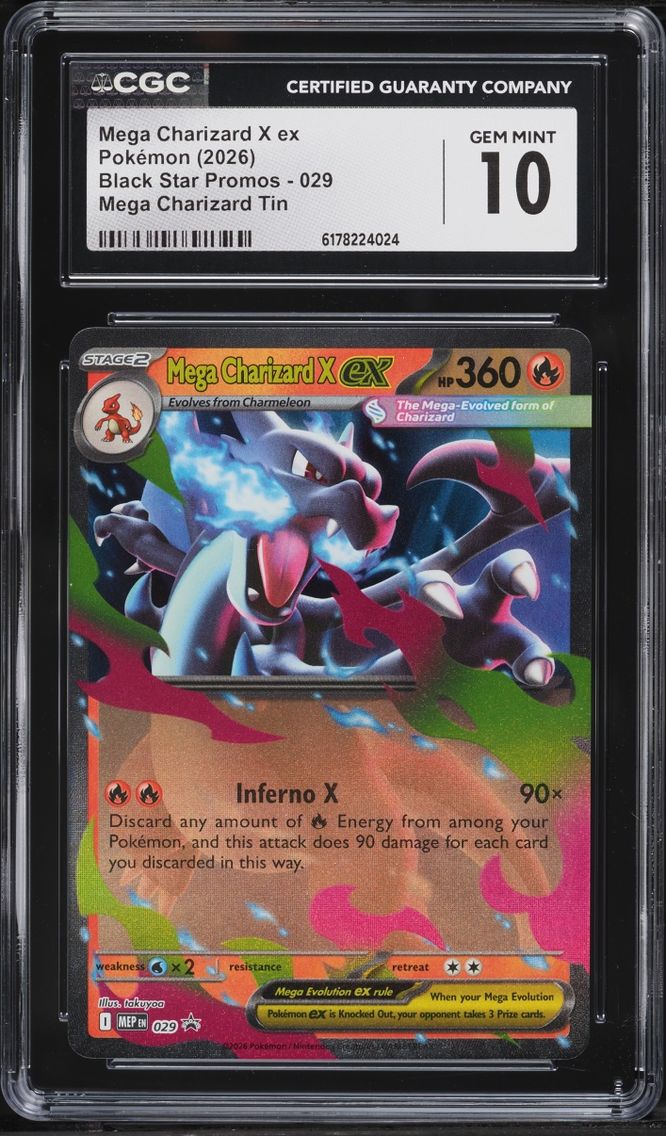 2026 Pokemon Mega Evolution Promo Tin Mega Charizard X Ex #29 CGC 10 GEM MINT