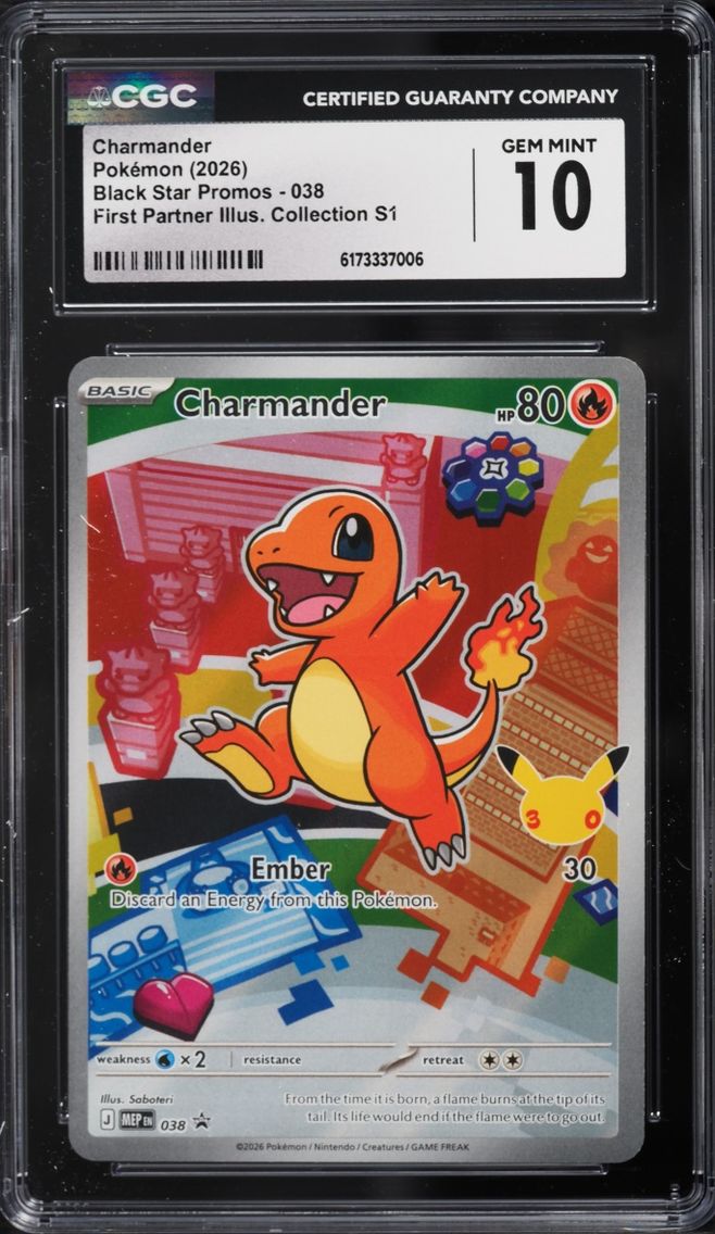 2026 Pokemon Mega Evolution Promo First Partner Illustration Full Art Charmander #38 CGC 10 GEM
