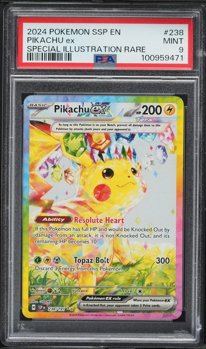 2024 #238 Pikachu EX PSA 9 Ssp EN-Surging Sparks Pokemon
