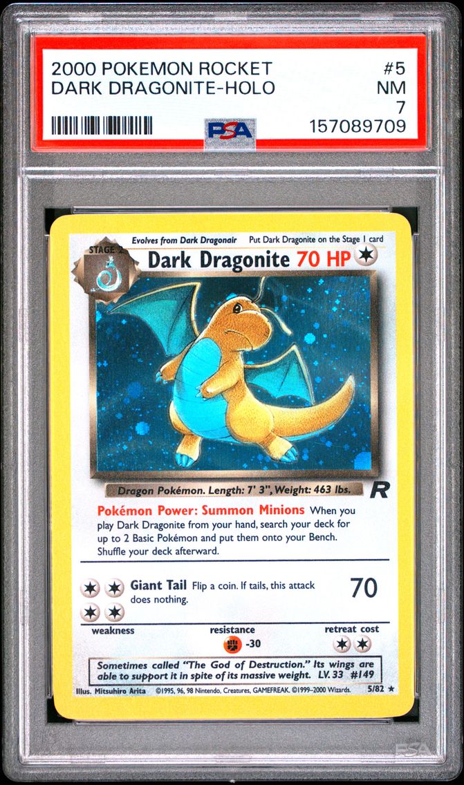 2000 #5 Dark Dragonite-Holo PSA 7 Rocket