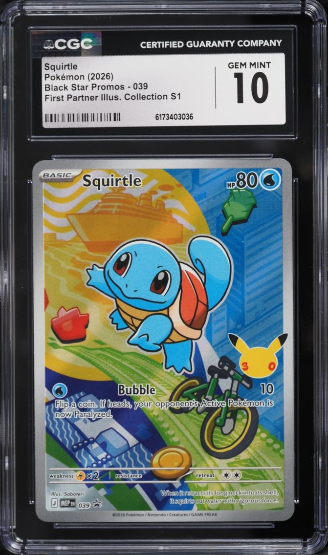 2026 Pokemon Mega Promo First Partner Illustration Full Art Squirtle #39 CGC 10 GEM MINT