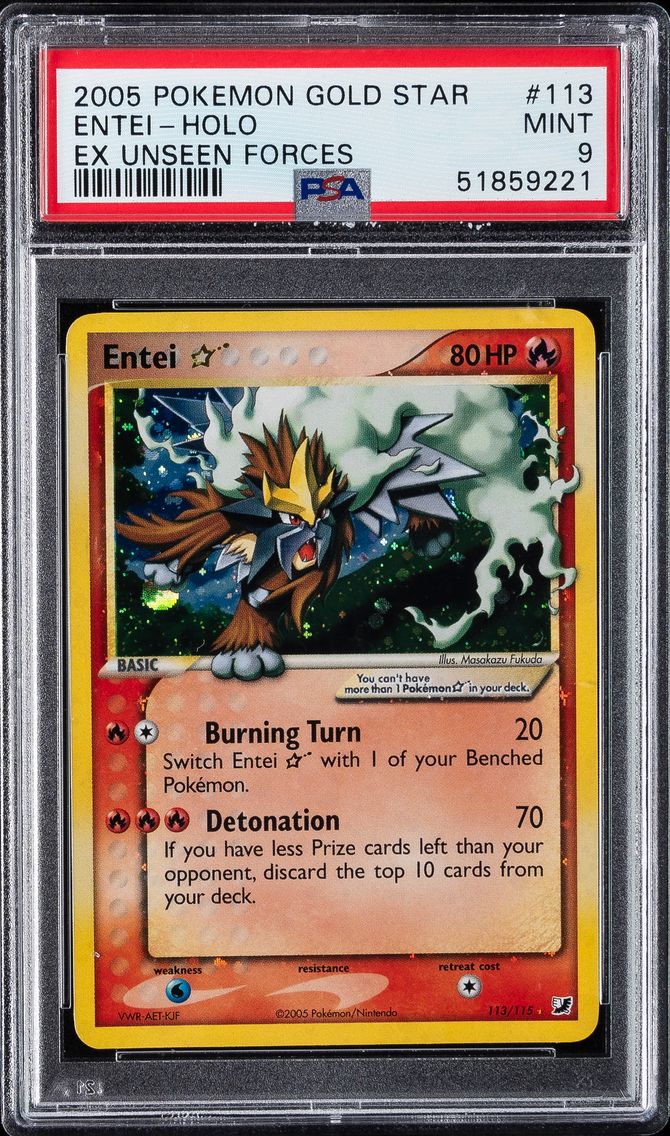 2005 #113 Entei-Holo PSA 9 EX Unseen Forces Pokemon
