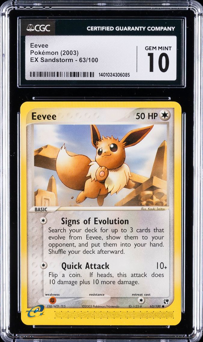 2003 #63 Eevee CGC 10 Gem Mint Pokemon | EX Sandstorm