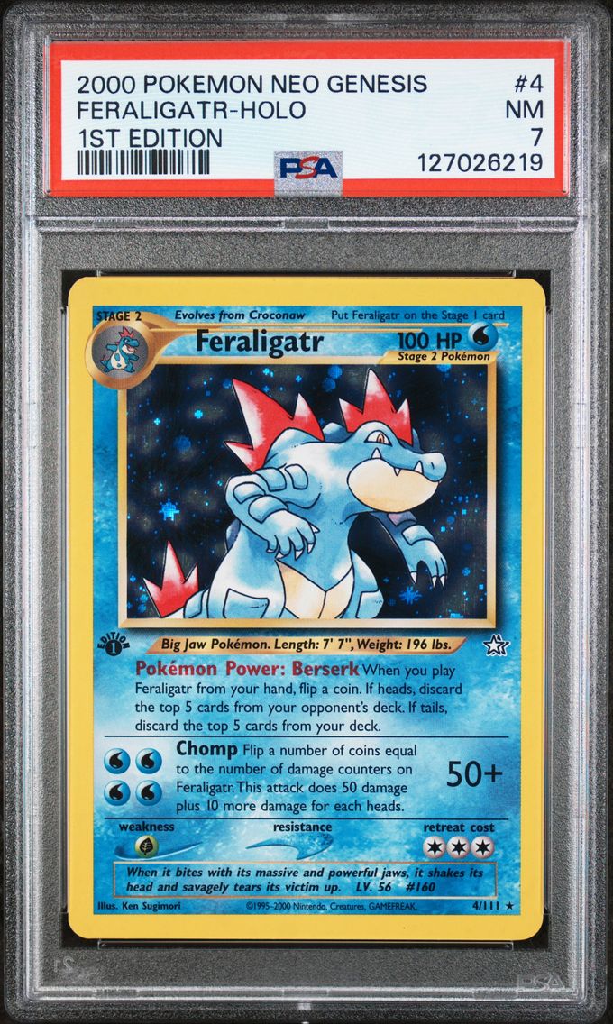 2000 #4 Feraligatr-Holo PSA 7 Neo Genesis 1st Edition