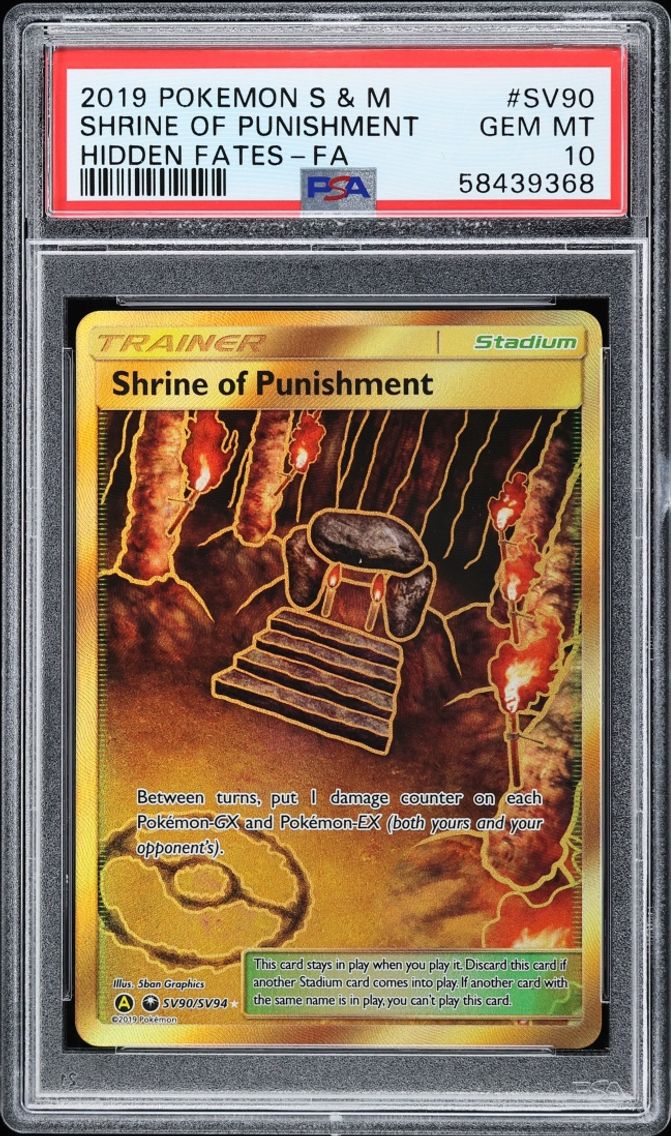2019 Pokemon Sun & Moon Hidden Fates SEC Shrine Of Punishment #SV90 PSA 10 GEM MINT