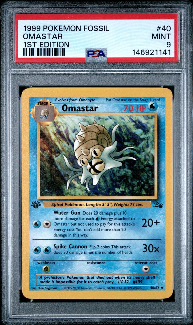 1999 #40 Omastar 1st Edition PSA 9 Fossil Pokemon