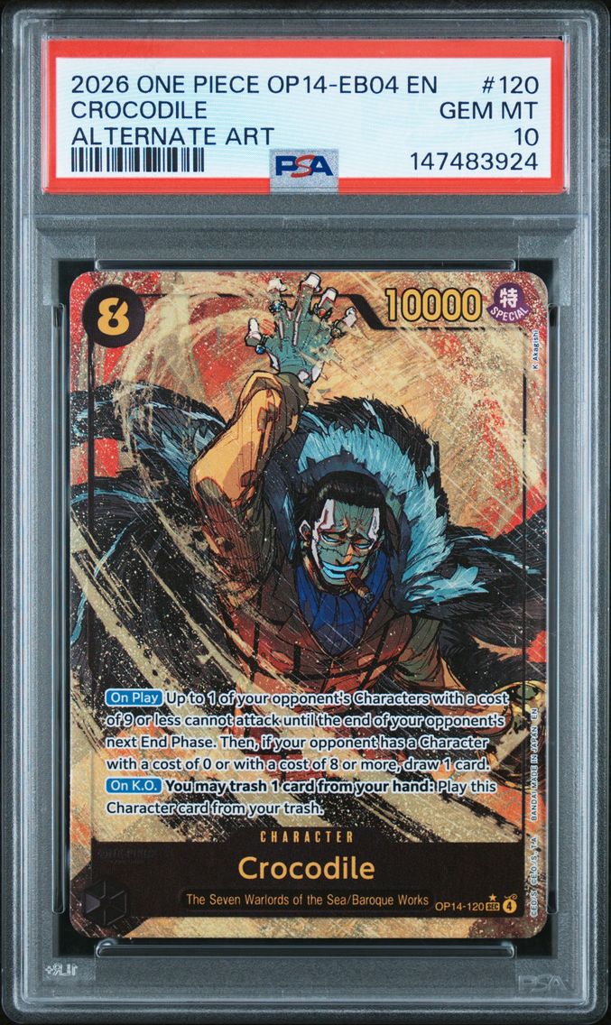 2026 #120 Crocodile PSA 10 One Piece OP14-EB04-the Azure Sea's Seven