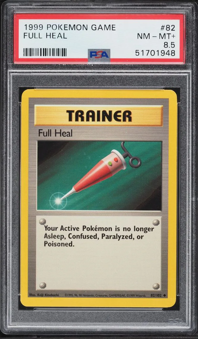 1999 Pokemon Base Set Full Heal #82 PSA 8.5 NM-MT+