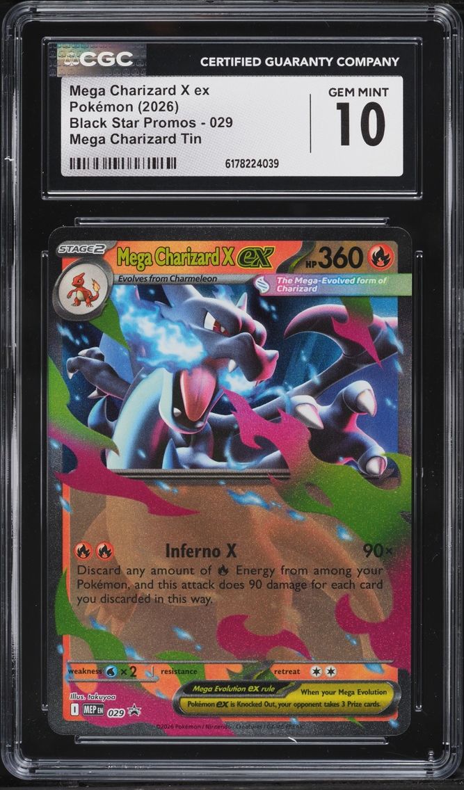 2026 Pokemon Mega Evolution Promo Tin Mega Charizard X Ex #29 CGC 10 GEM MINT