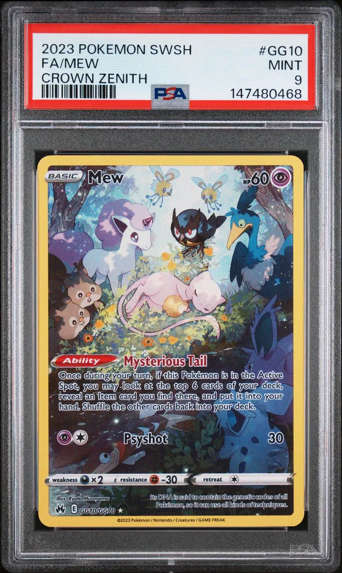 2023 #GG10 Full Art/Mew PSA 9 Sword and Shield Crown Zenith Pokemon