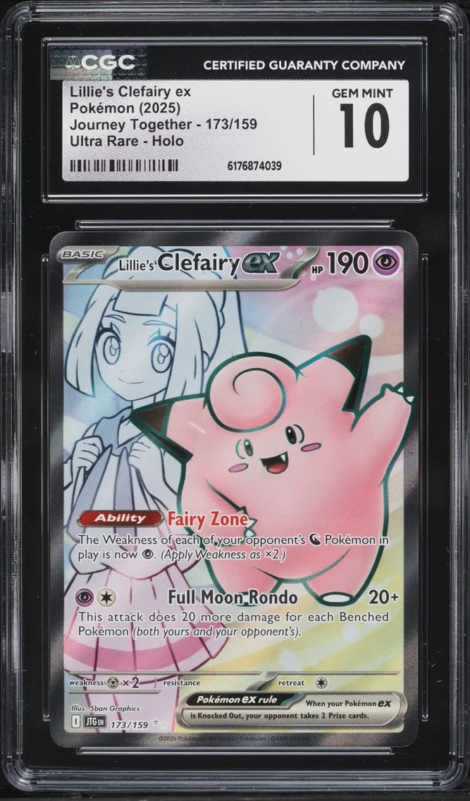 2025 Pokemon Scarlet & Violet Journey Together Full Art Lillie's Clefairy ex #173 CGC 10 GEM