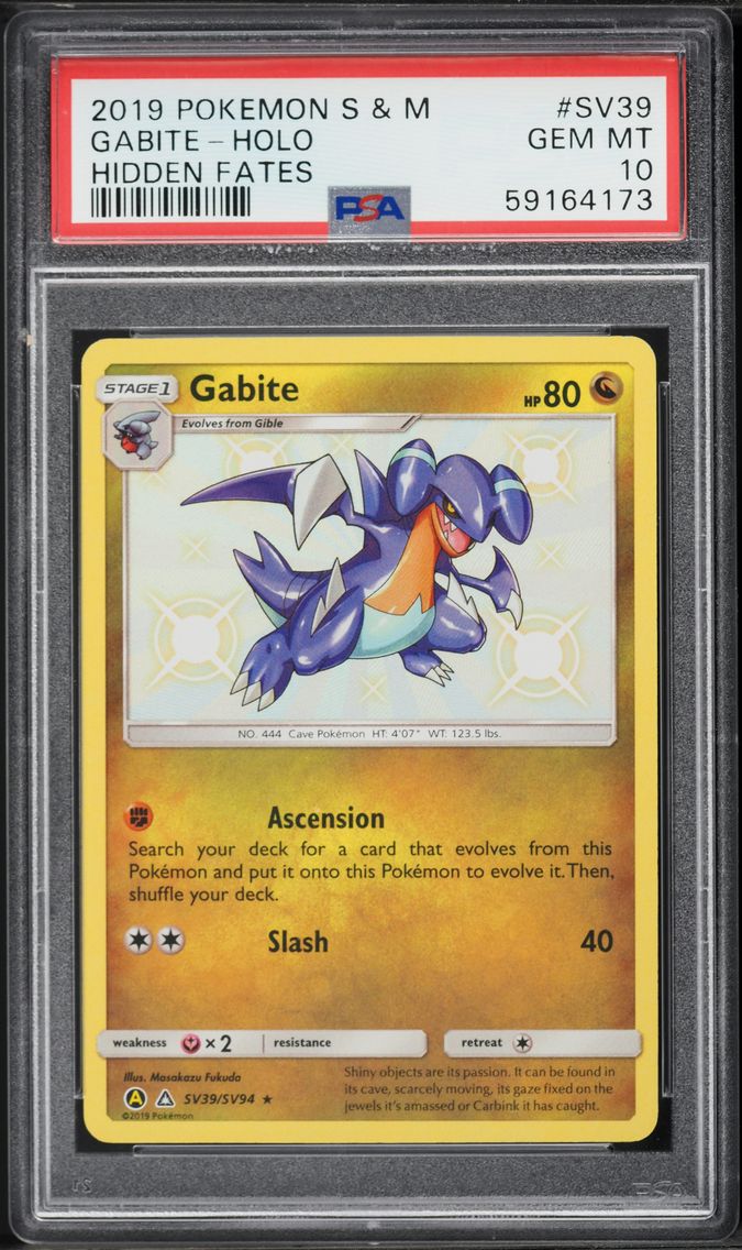 2019 #SV39 Gabite-Holo PSA 10 Sun & Moon Hidden Fates Pokemon