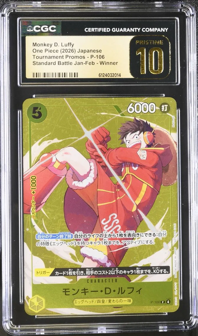 2026 #P-106 Monkey D. Luffy CGC 10 Pristine Tournament Promos - Japanese