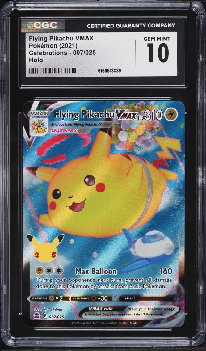 2021 Pokemon Sword & Shield Celebrations Full Art Flying Pikachu VMAX #7 CGC 10 GEM MINT