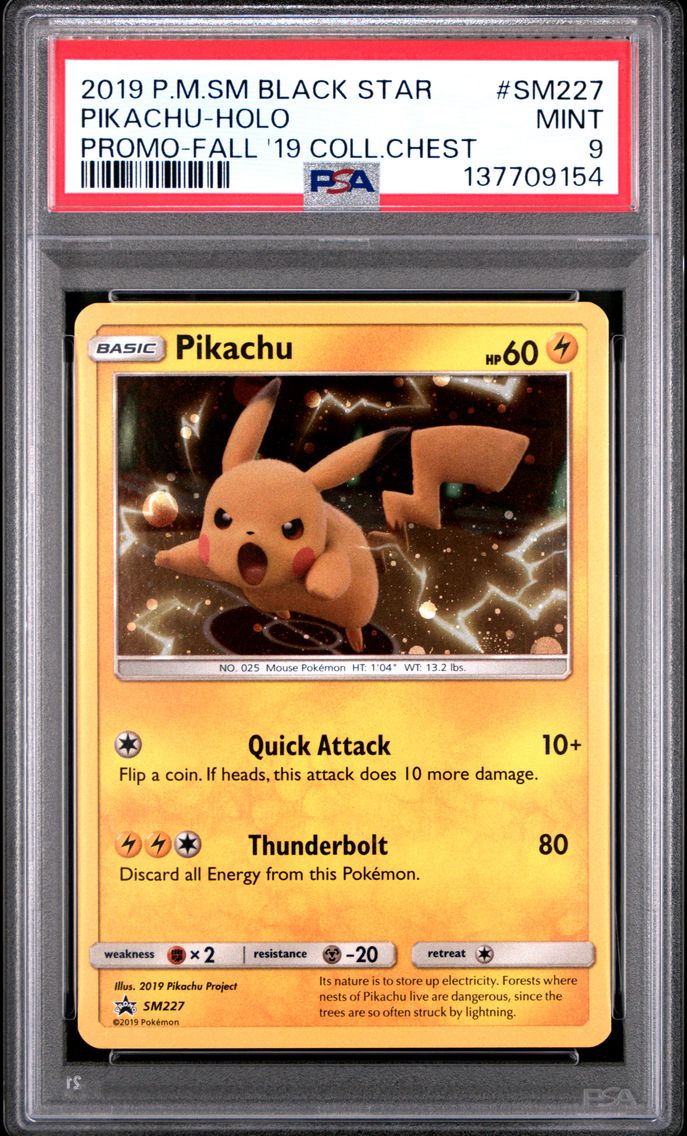 2019 #SM227 Pikachu-Holo PSA 9 SM Black Star Promo Pokemon