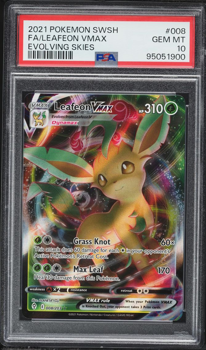 2021 #8 Full Art/Leafeon Vmax PSA 10 Sword & Shield Evolving Skies Pokemon