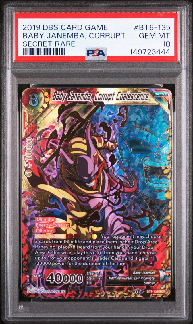 2019 #BT8-135 Baby Janemba, Corrupt #bt8-135 PSA 10 Dragon Ball Super Card Game Series 8 Malicious Machinations