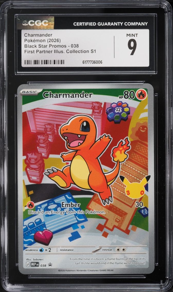 2026 Pokemon Mega Evolution Promo First Partner Illustration S1 Full Art Charmander #38 CGC 9