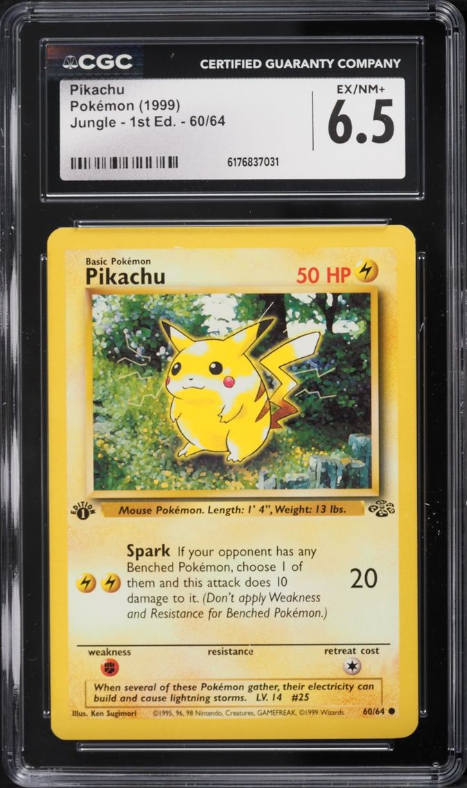 1999 Pokemon Jungle 1st Edition Pikachu #60 CGC 6.5 EXMT+