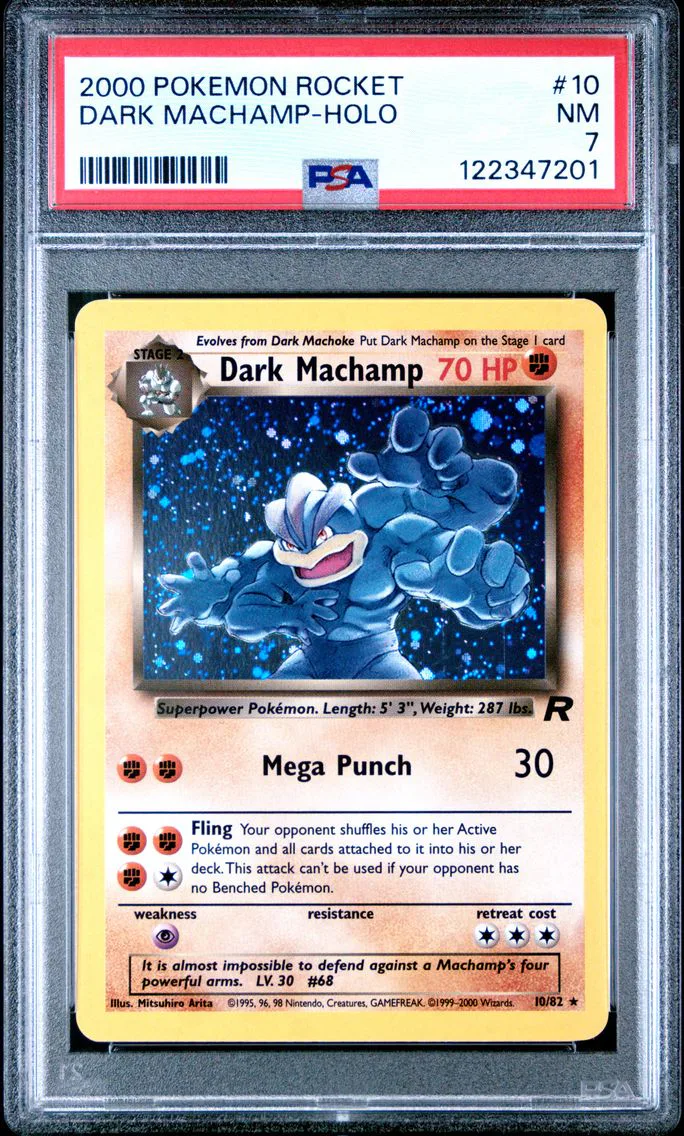 2000 #10 Dark Machamp-Holo PSA 7 Rocket Pokemon
