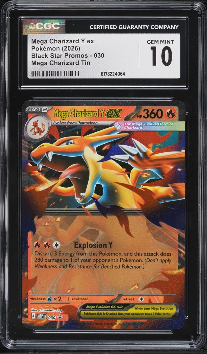 2026 Pokemon Mega Evolution Black Star Promo Tin Mega Charizard Y Ex #30 CGC 10 GEM MINT