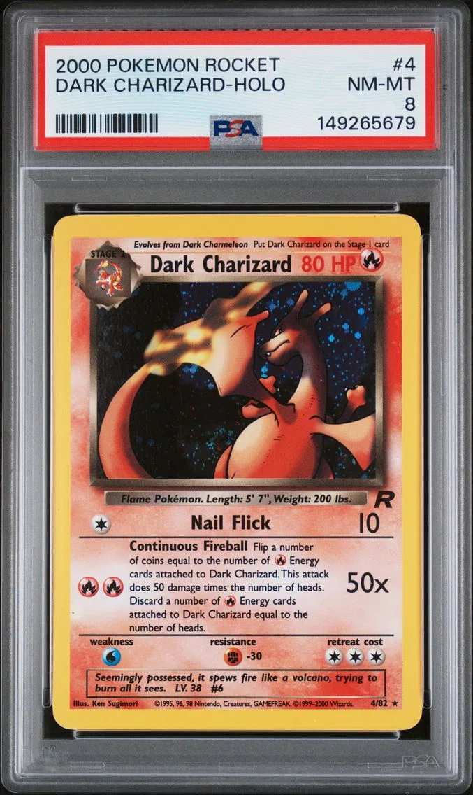 2000 #4 Dark Charizard-Holo PSA 8 Rocket Pokemon