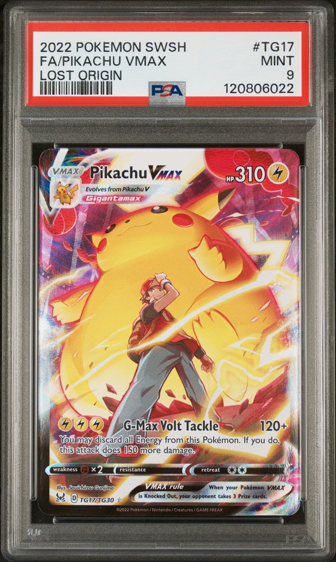 2022 #TG17 Full Art/Pikachu Vmax PSA 9 Sword & Shield Lost Origin Pokemon
