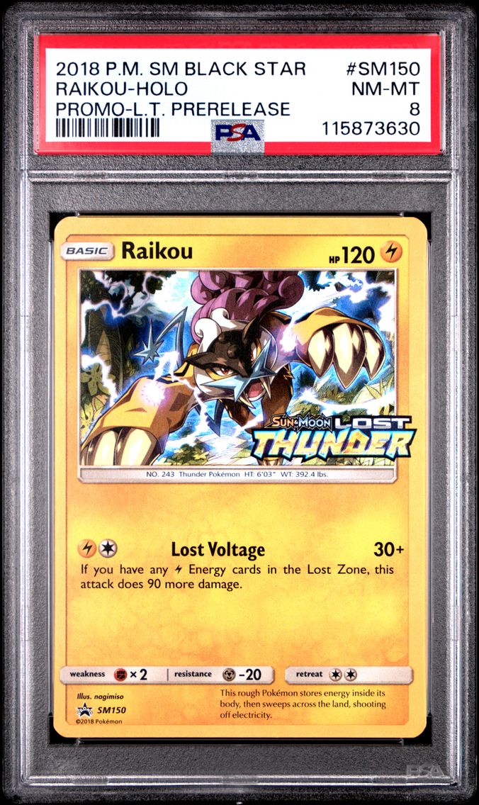 2018 #SM150 Raikou-Holo PSA 8 SM Black Star Promo Pokemon