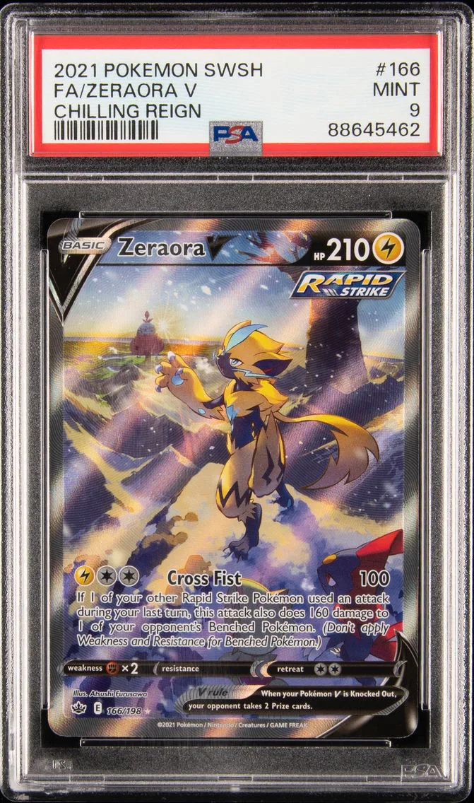 2021 #166 Full Art/Zeraora V PSA 9 Sword & Shield Chilling Reign Pokemon