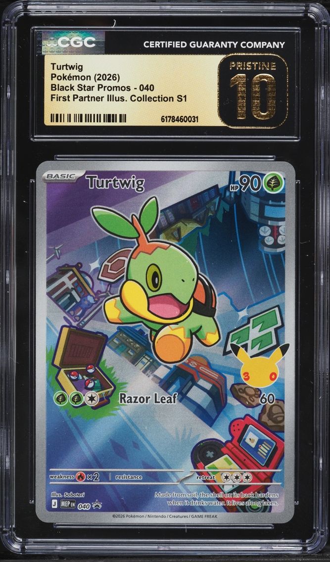 2026 Pokemon Mega Promo First Partner Illustration Full Art Turtwig #40 CGC 10 PRISTINE