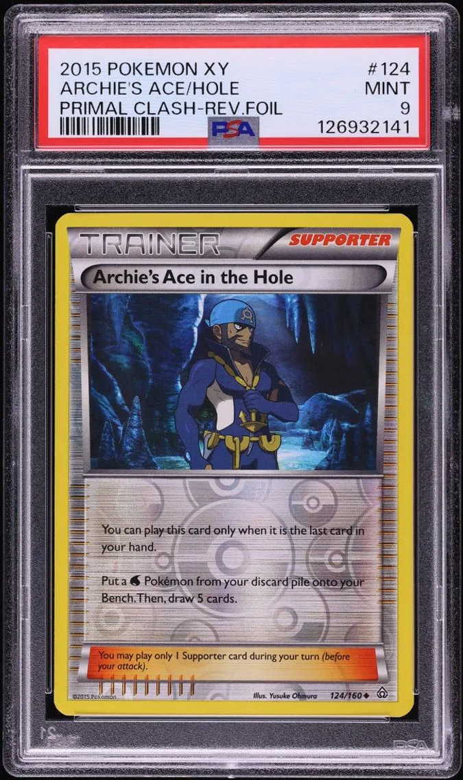 2015 #124 Archie's Ace In The Hole PSA 9 Pokemon XY Primal Clash Reverse Holo