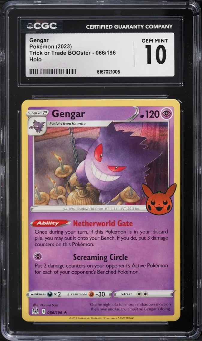 2023 Pokemon Sword & Shield Lost Origin Trick Or Trade Holo Gengar #66 CGC 10 GEM MINT
