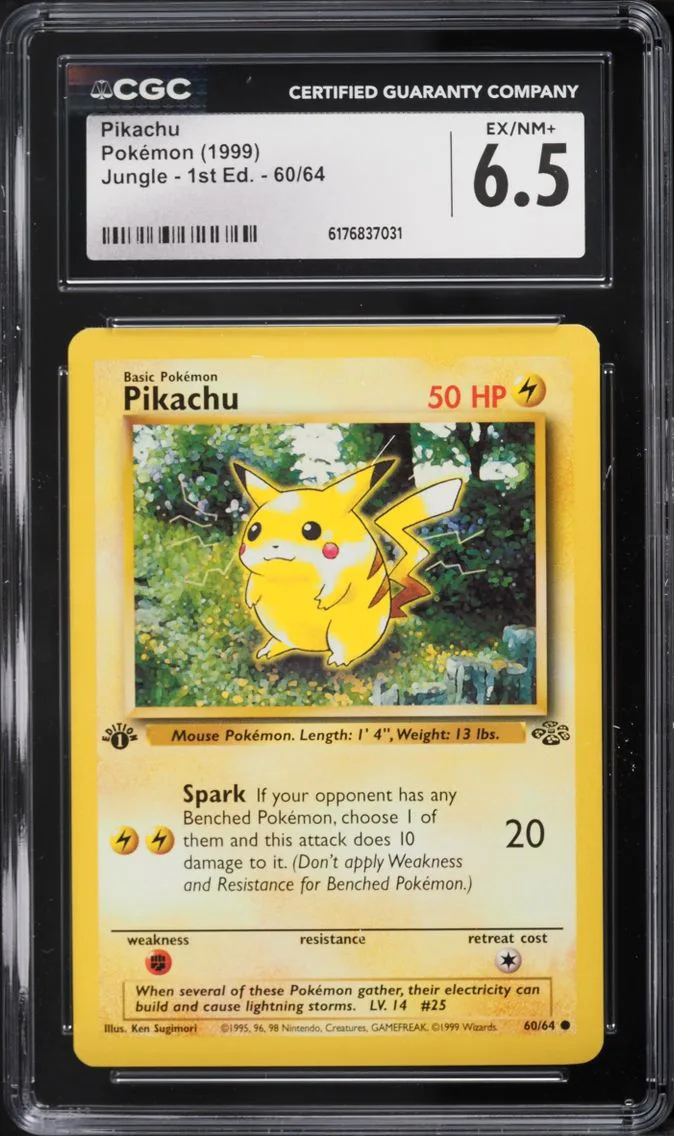 1999 Pokemon Jungle 1st Edition Pikachu #60 CGC 6.5 EXMT+