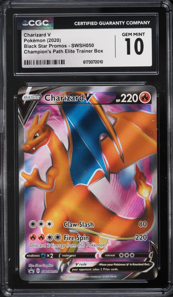 2020 Pokemon Sword & Shield Promo Champion's Path ETB Full Art Charizard V #SWSH050 CGC 10 GEM