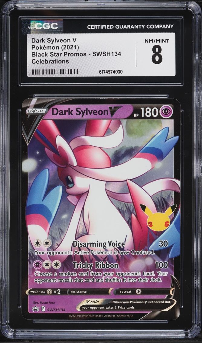 2021 Pokemon Sword & Shield Promo Celebrations Holo Dark Sylveon V #SWSH134 CGC 8 NM-MT