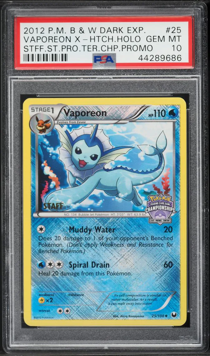 2012 #25 Vaporeon-Holo PSA 10 Black & White Dark Explorers Pokemon
