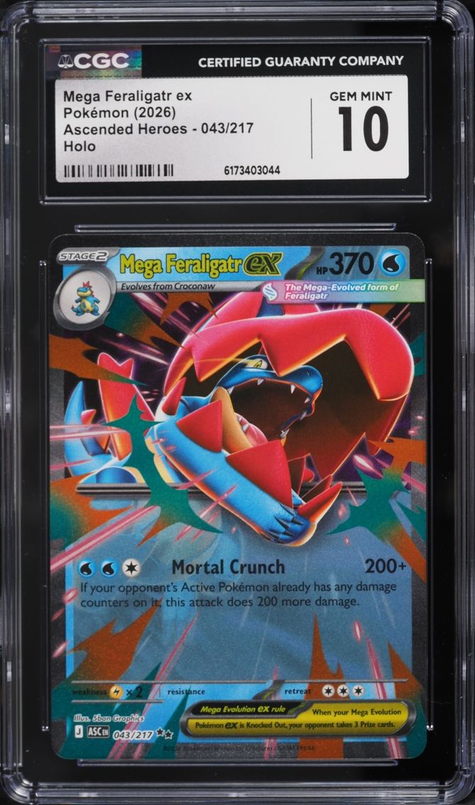 2026 Pokemon Mega Evolution Ascended Heroes Holo Mega Feraligatr Ex #43 CGC 10 GEM MINT