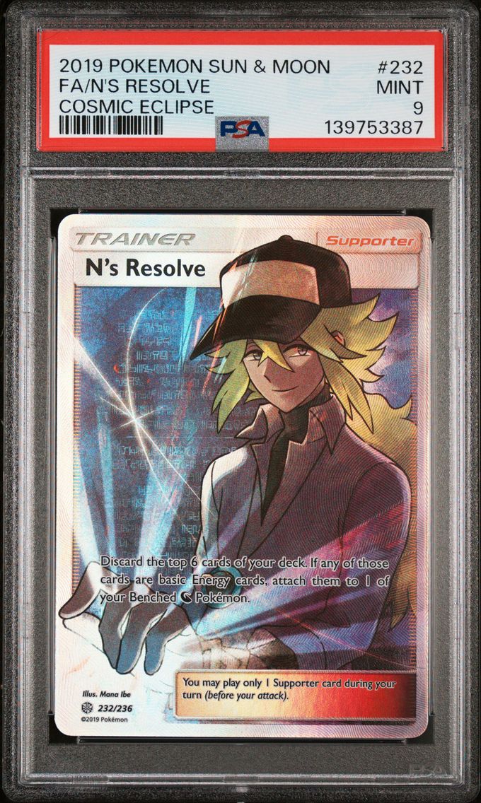 2019 #232 Full Art/N's Resolve PSA 9 Sun & Moon Cosmic Eclipse Pokemon