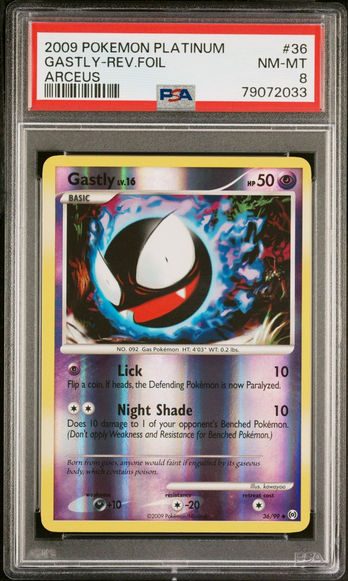 2009 #36 Gastly-Reverse Foil PSA 8 Platinum Arceus Pokemon
